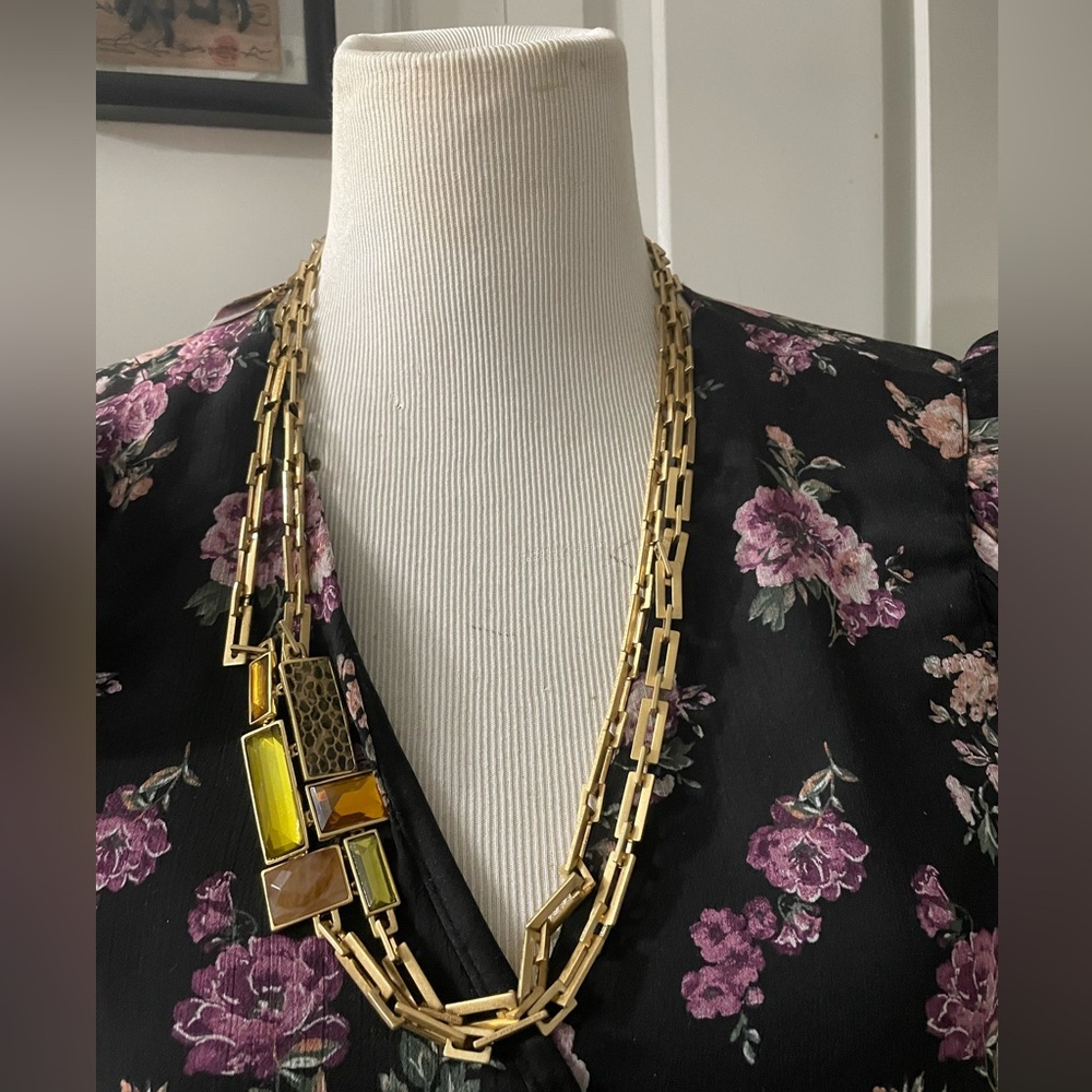 Anne Klein Gold Multi-Layer  Statement Necklace Size26inch retails price195